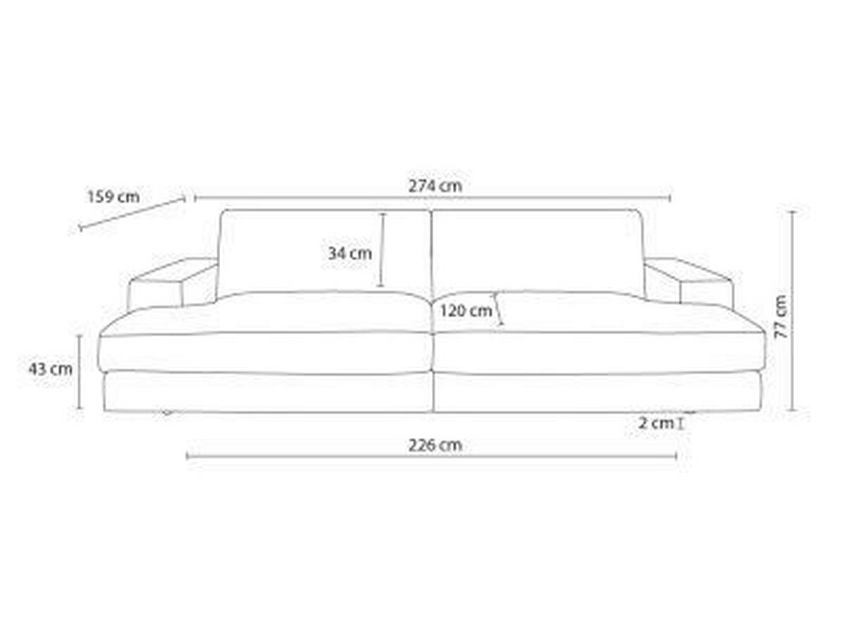 BIGSOFA LEONARD Struktur Beige  - Beige/Schwarz, MODERN, Kunststoff/Textil (274/77/159cm)
