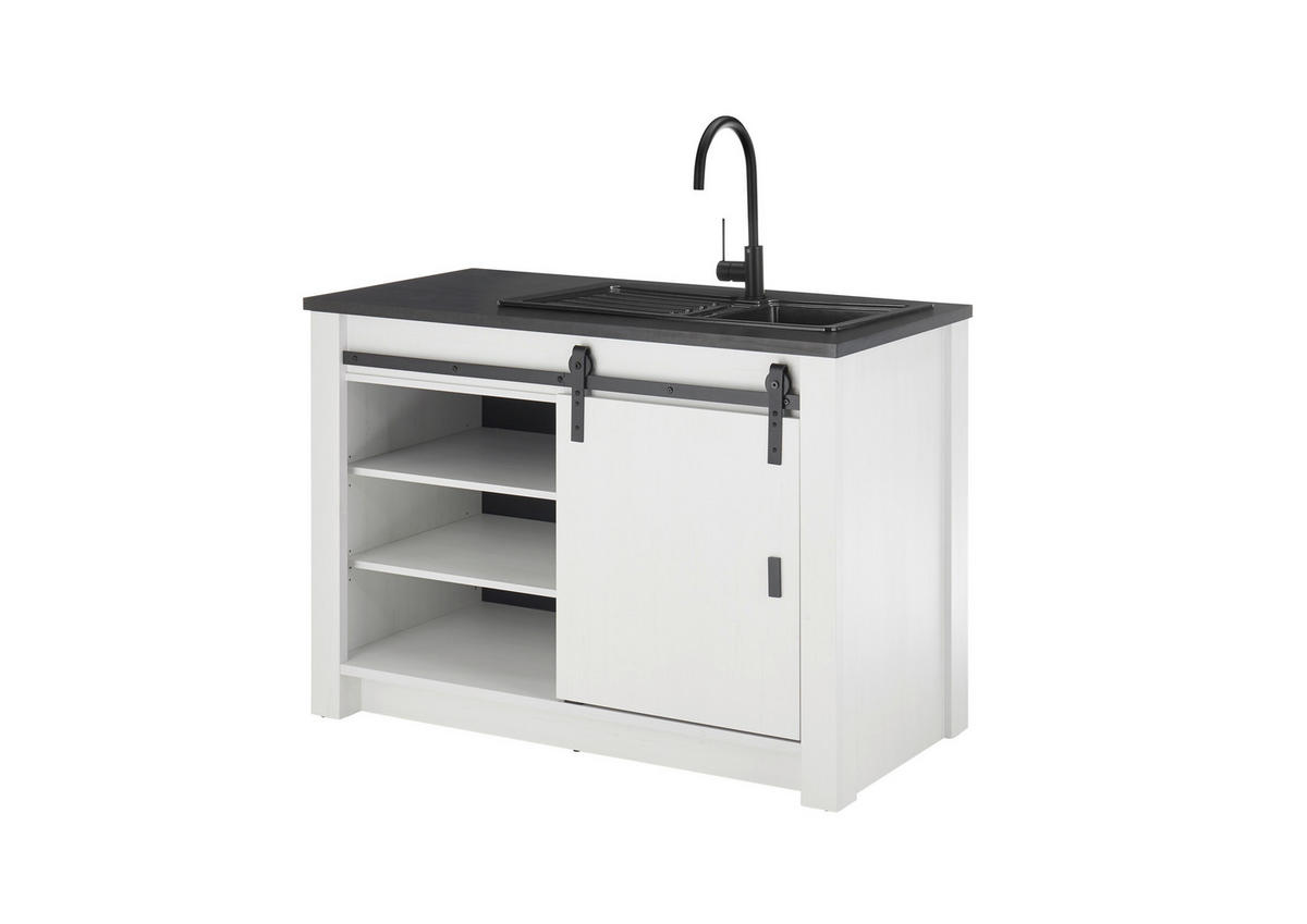 SPÜLENUNTERSCHRANK 133/93/64 cm  in Anthrazit, Weiß  - Anthrazit/Schwarz, Trend, Holzwerkstoff/Metall (133/93/64cm) - MID.YOU