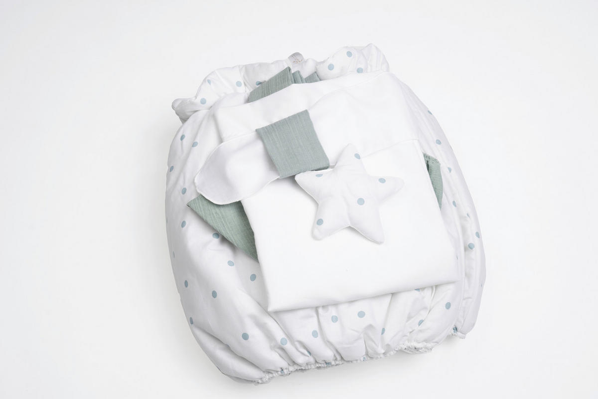 STUBENWAGENSET Textile Ausstattung Punkte  Waldgrün  - Waldgrün/Weiß, Basics, Kunststoff/Textil (130/180cm) - Mionido