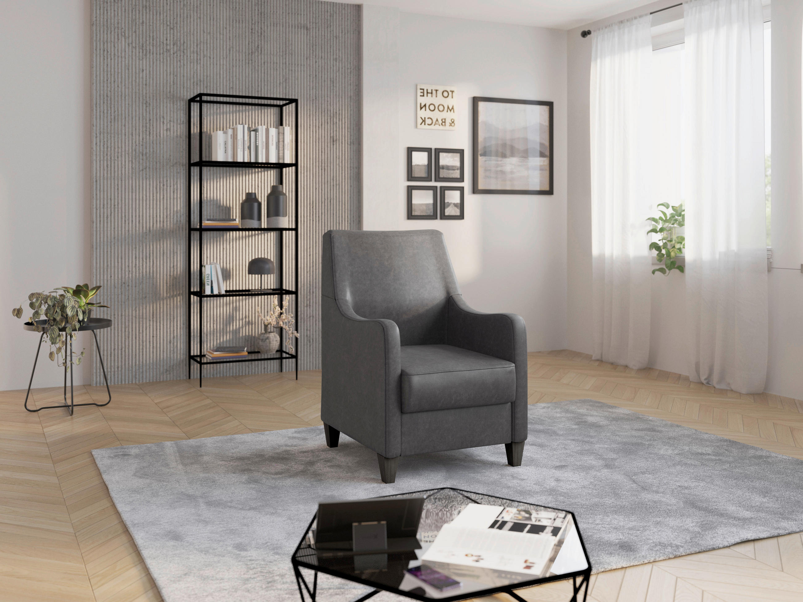 SESSEL Mikrofaser Anthrazit  - Wengefarben/Anthrazit, Konventionell, Holz/Textil (70/93/75cm) - Sit & More