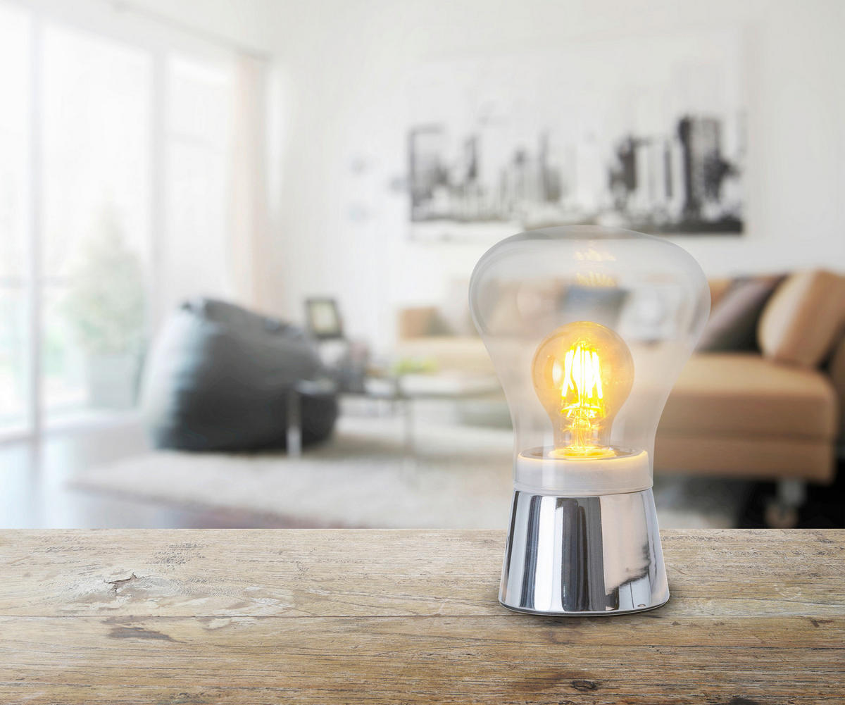 TISCHLEUCHTE KERRY 14/21 cm   - Klar/Chromfarben, Design, Glas/Metall (14/21cm) - Näve