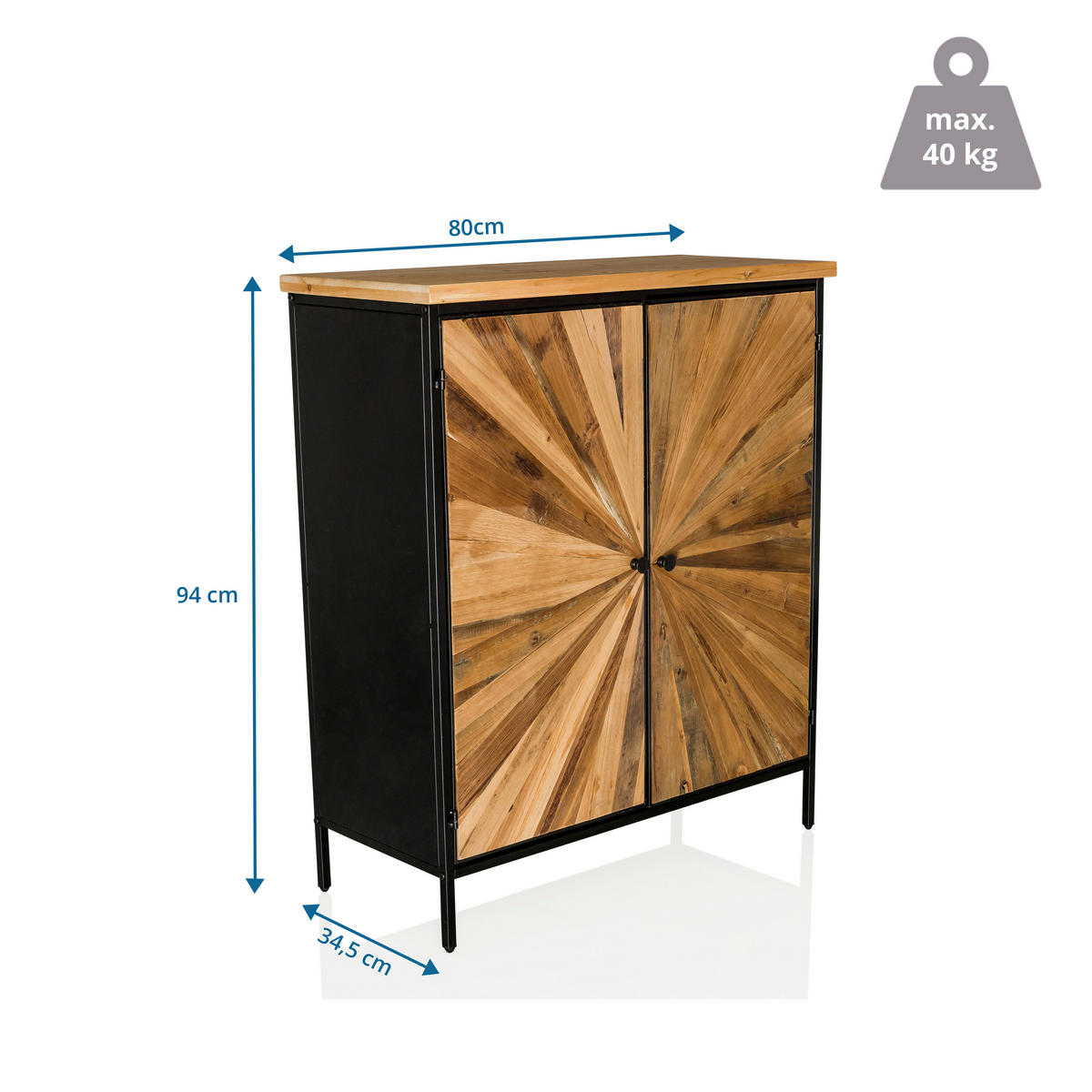KOMMODE  in 80/94/34,5 cm  - Dunkelbraun/Schwarz, MODERN, Holz/Metall (80/94/34,5cm) - MID.YOU