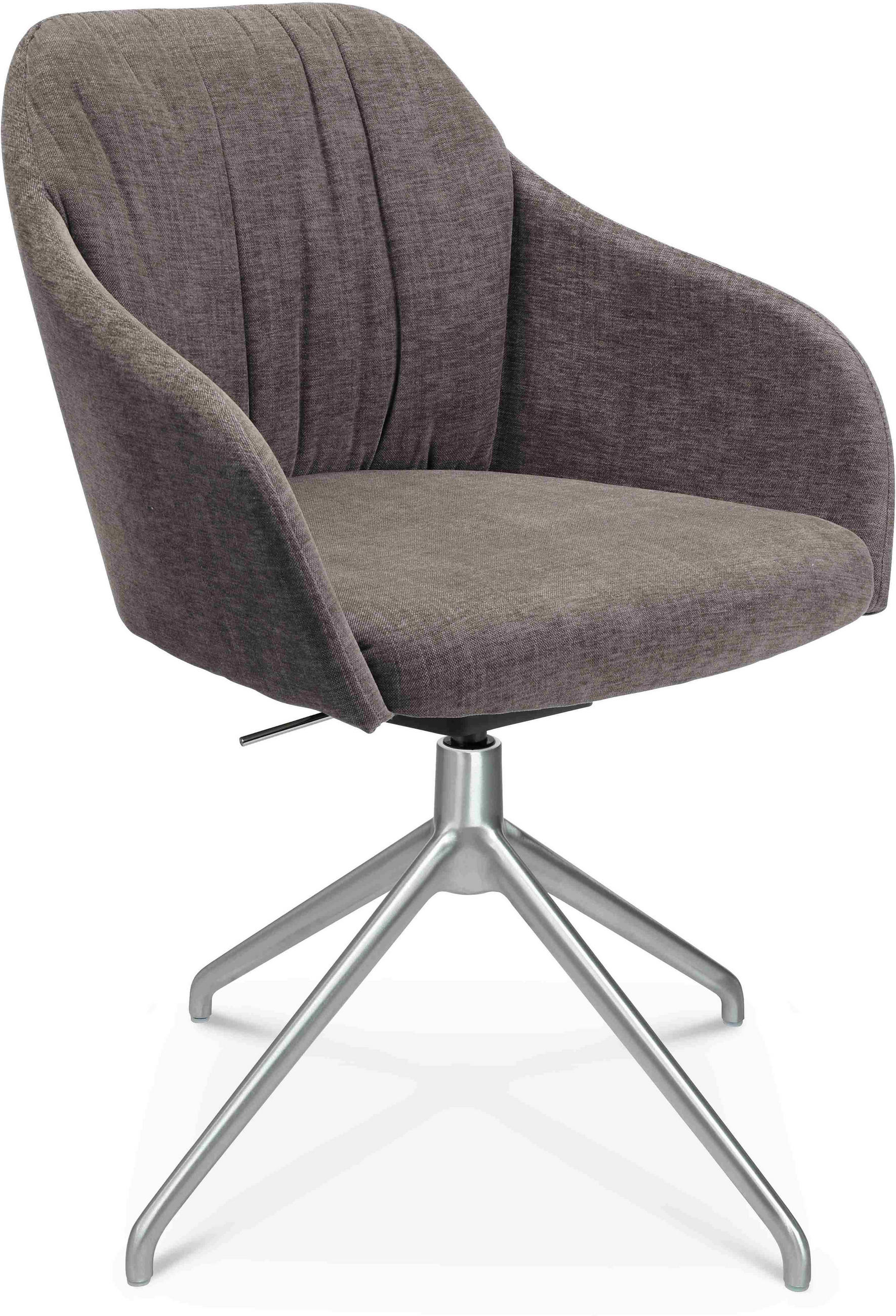 ARMLEHNSTUHL  in Aluminium Velours  - Taupe/Alufarben, Design, Textil/Metall (58/81,5-84,5/60cm) - Johann Jakob