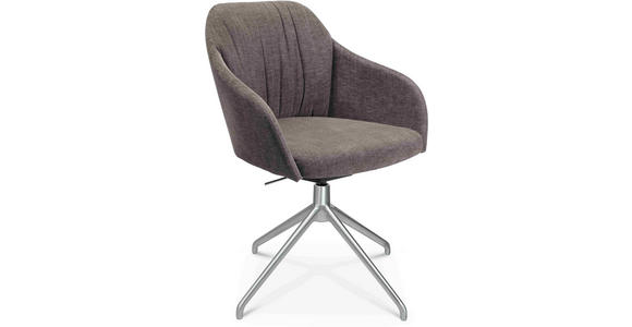 ARMLEHNSTUHL in Aluminium Velours - Taupe/Alufarben, Design, Textil/Metall (58/81,5-84,5/60cm) - Johann Jakob