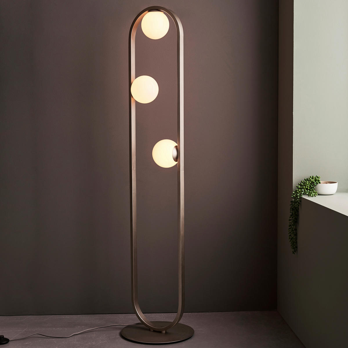 STEHLEUCHTE 32/141.5 cm    - Silberfarben/Opal, Basics, Glas/Metall (32/141.5cm) - ENDON