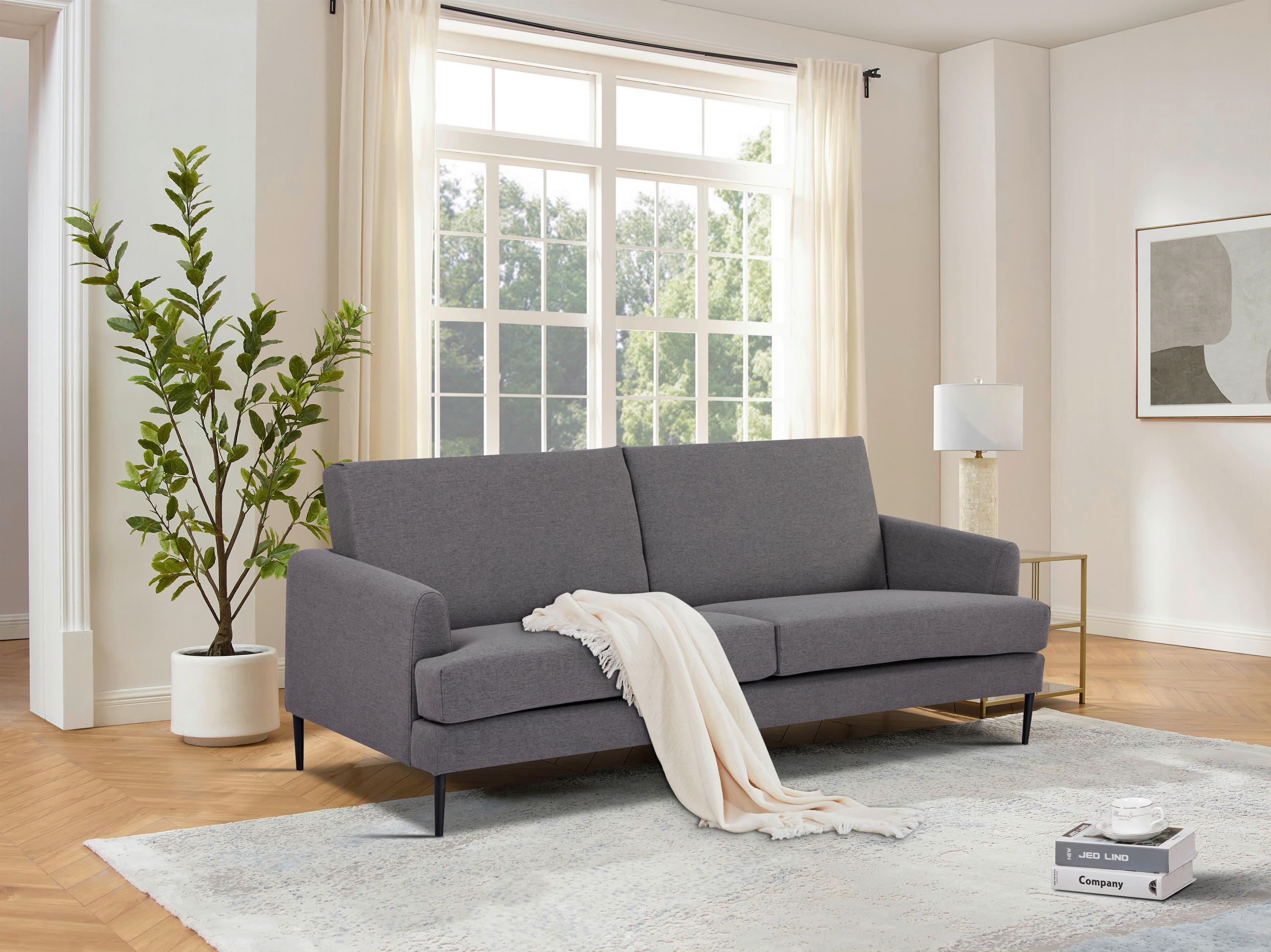 DVOSJED tekstil  siva    - siva/crna, Moderno, tekstil/metal (183/77/87cm) - MID.YOU
