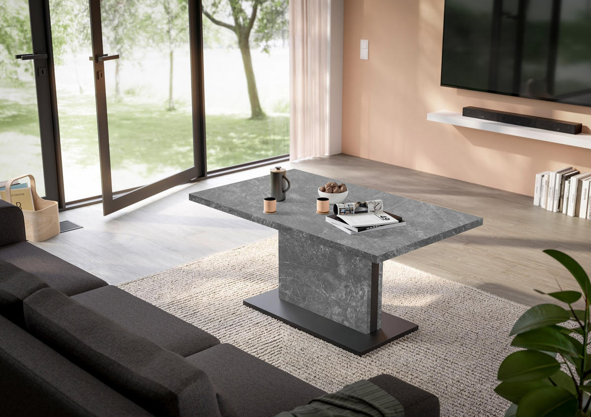 COUCHTISCH Lift rechteckig Graphitfarben, Schwarz  - Graphitfarben/Schwarz, Design, Holzwerkstoff/Metall (120/55-69/70cm) - MID.YOU