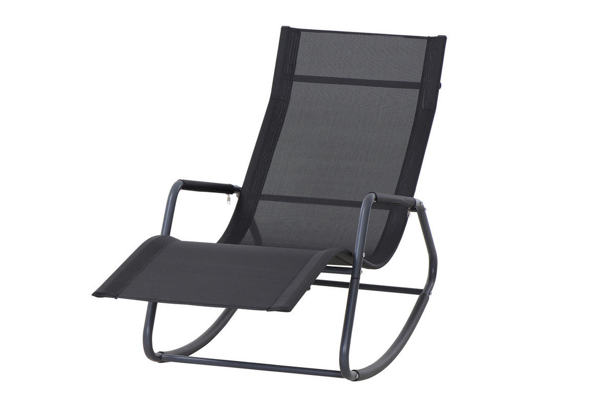 GARTEN-RELAXLIEGE 57/81/143 cm  - Schwarz, KONVENTIONELL, Kunststoff/Textil (57/81/143cm) - Siena Garden