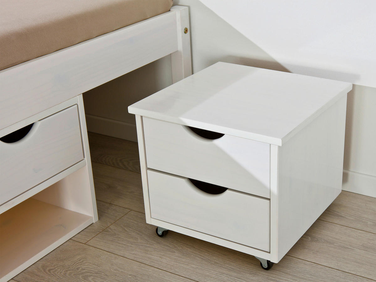 STAURAUMBETT 140/190 cm  in Weiss   - Weiss/Naturfarben, Modern, Holz (140/190cm) - MID.YOU