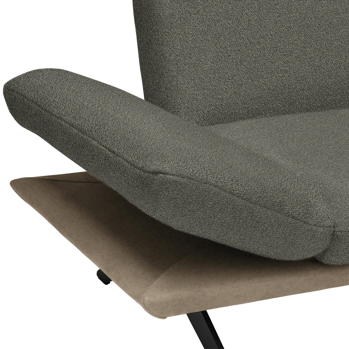 ECKSOFA in Flachgewebe Graubraun  - Graubraun/Schwarz, Design, Textil/Metall (270/239cm) - Koinor