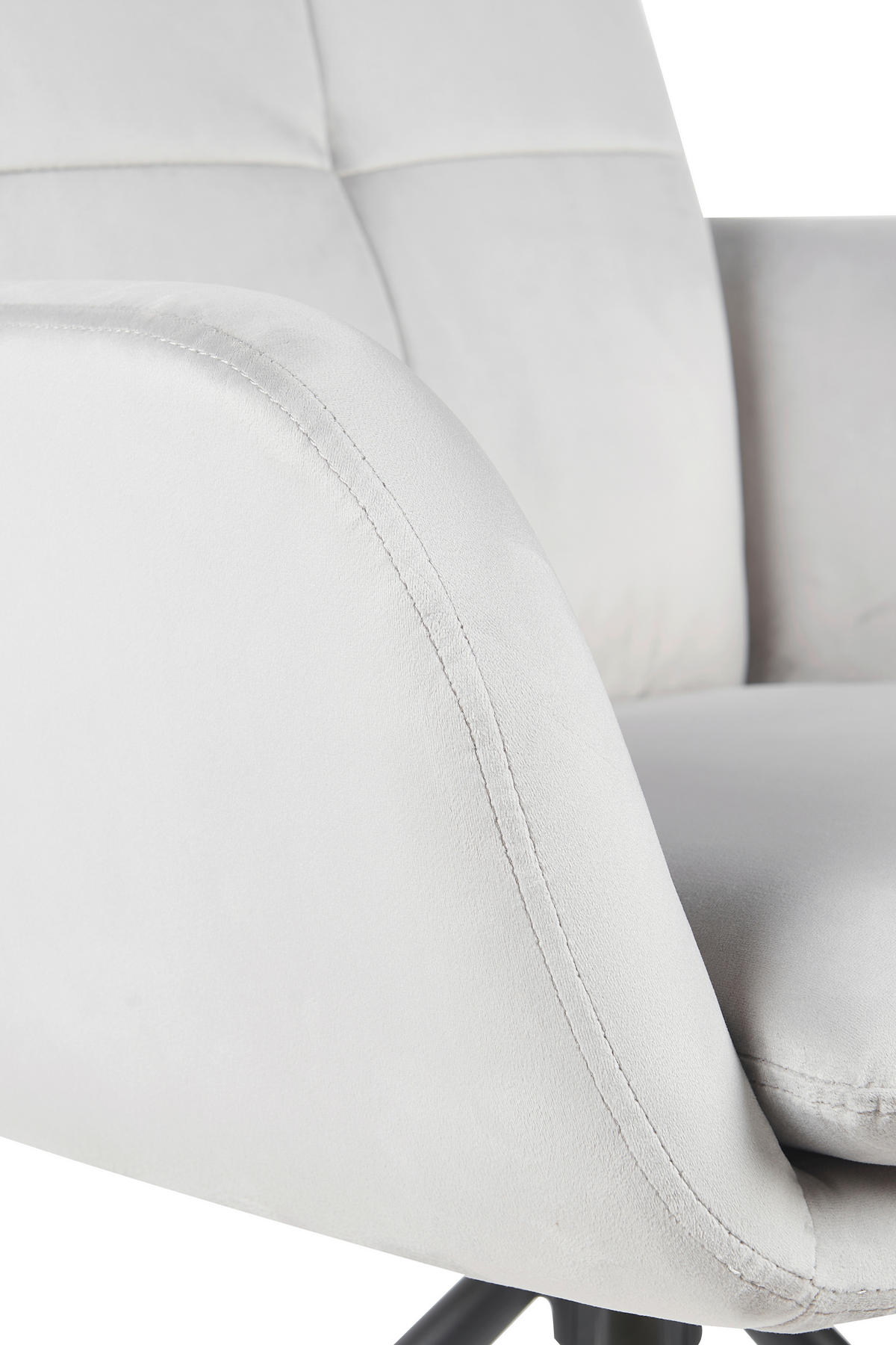 ARMLEHNSTUHL-SET 2 Stück Sitzfläche 360° drehbar, inklusive Armlehnen Samt, Velours  - Hellgrau/Schwarz, MODERN, Textil/Metall (63/89/70cm) - MID.YOU