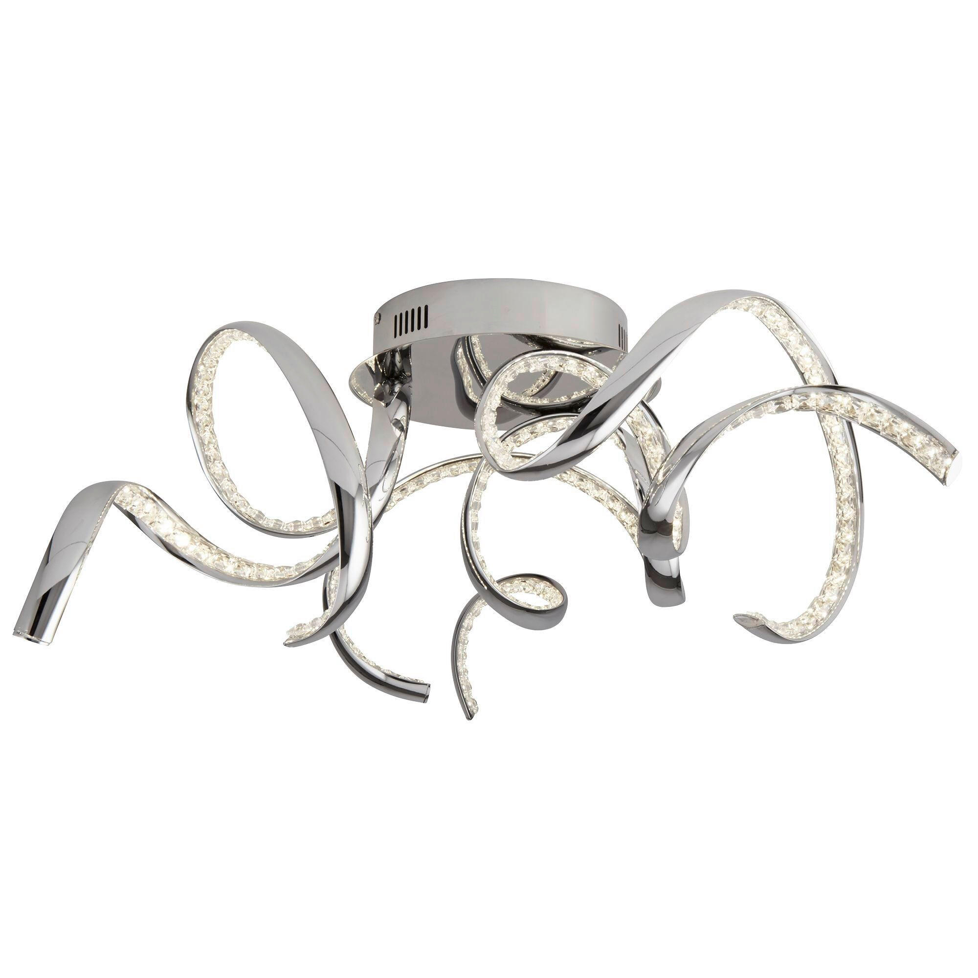 LED-TAKLAMPA Twirls 75/25 cm  - klar/kromfärg, Design, metall/glas (75/25cm)