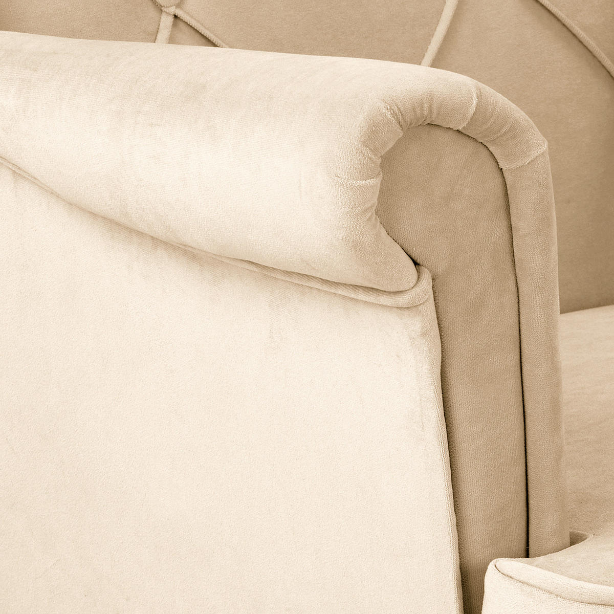 OHRENSESSEL in Samt Beige  - Beige, Design, Holz/Textil (84/105/90cm) - P & B