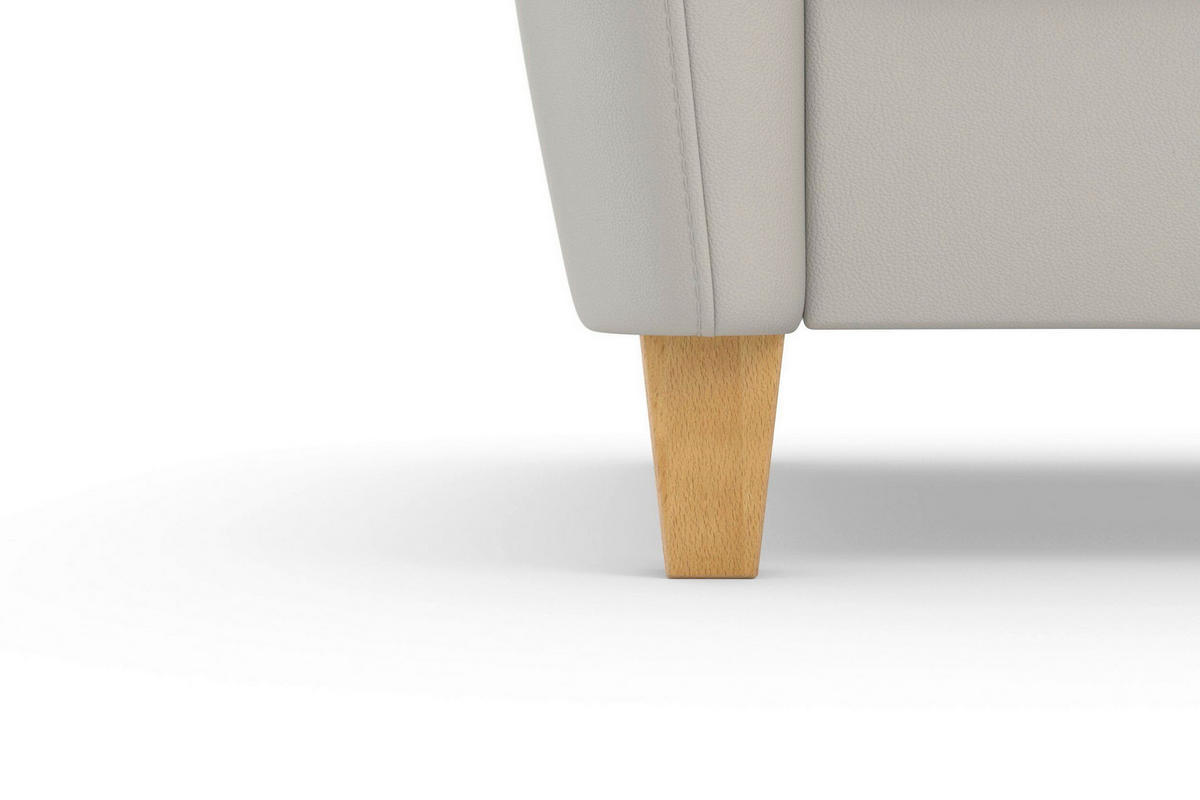 ECKSOFA PALMERA E Hellgrau Kombination Echtleder/Stoff Mikrofaser Stauraum  - Eichefarben/Hellgrau, Basics, Leder/Holz (212/236cm) - Sit & More