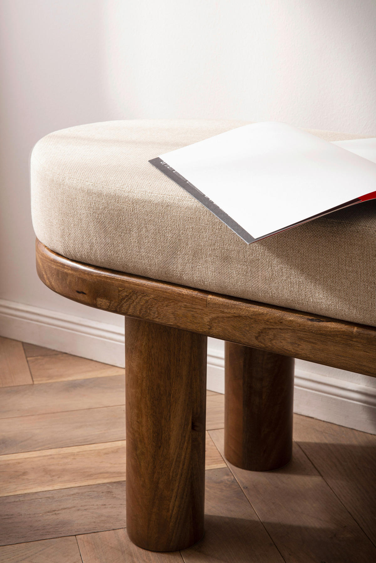 SITZBANK 140/47/40 cm Webstoff Beige Holz  - Beige/Braun, Design, Holz/Textil (140/47/40cm) - Livetastic