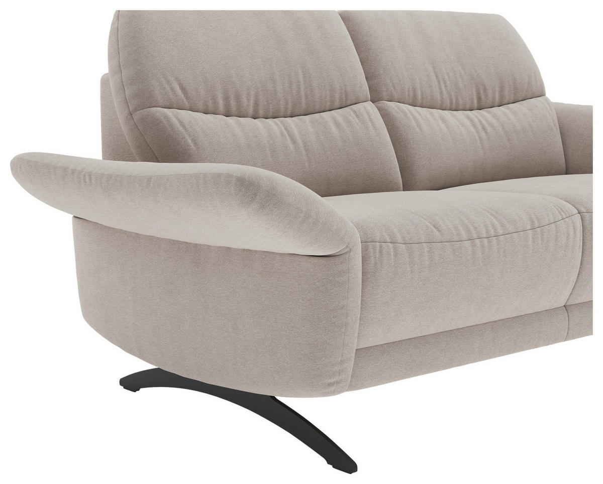 2-SITZER-SOFA Flachgewebe Sandfarben  - Sandfarben/Schwarz, Konventionell, Textil/Metall (163/91/92cm) - Pure Home Comfort