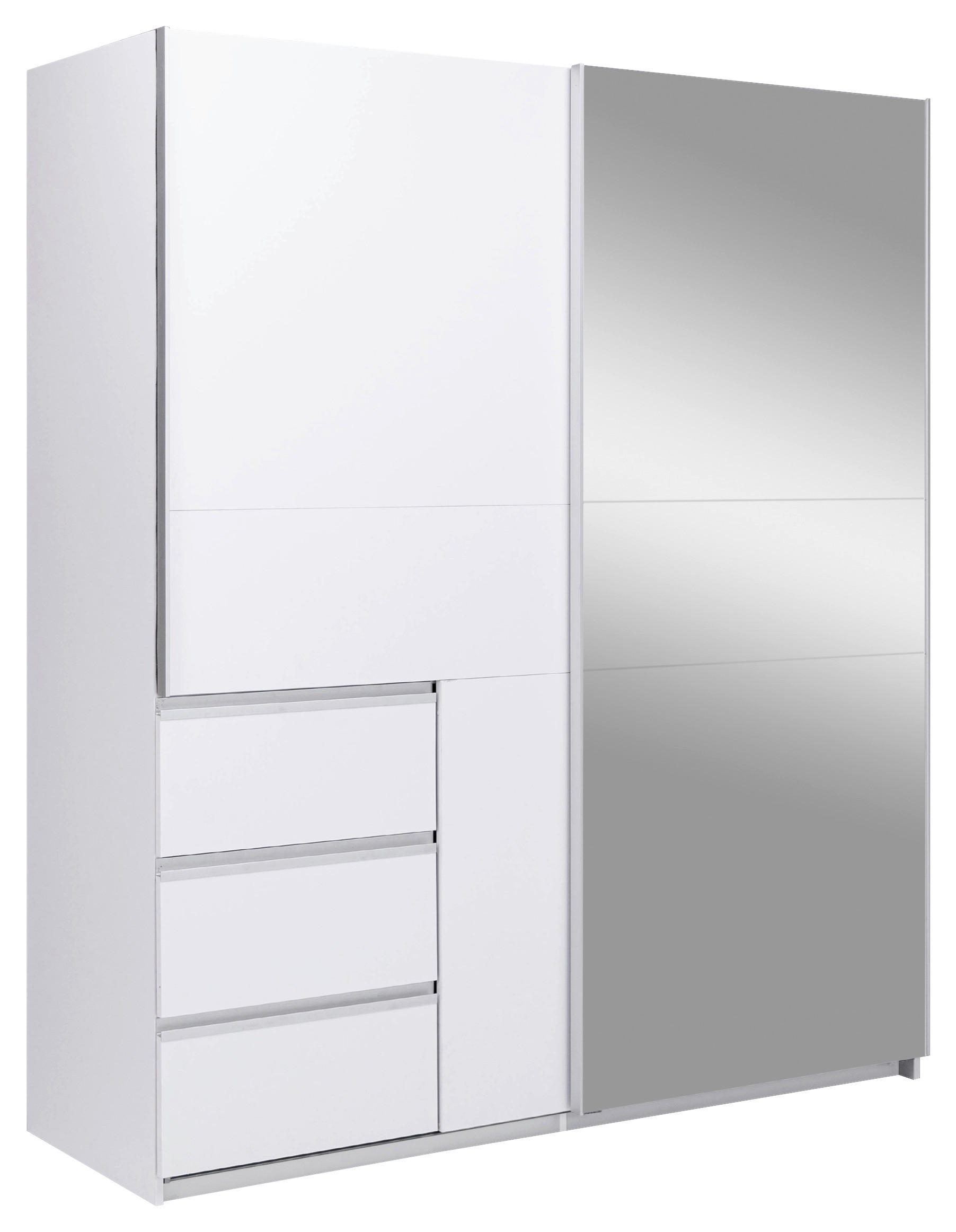 SCHIEBETÜRENSCHRANK 175/205/61,5 cm 2-türig Weiß  - Weiß, MODERN, Holzwerkstoff/Metall (175/205/61,5cm) - MID.YOU