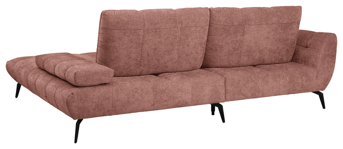 ECKSOFA Kupferfarben Flachgewebe Rücken echt, Sitztiefenverstellung  - Schwarz/Kupferfarben, KONVENTIONELL, Textil/Metall (273/211cm) - SetOne by Musterring