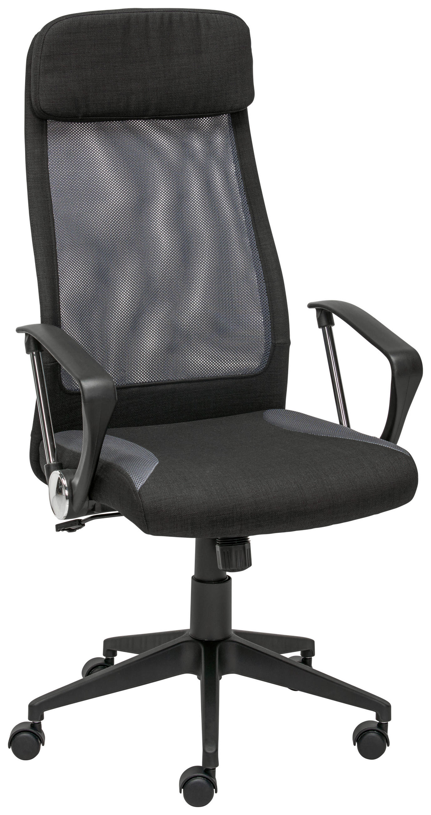 DREHSTUHL Netzbespannung, Webstoff Grau, Schwarz  - Schwarz/Grau, Design, Kunststoff/Textil (61/118-128/64cm) - MID.YOU