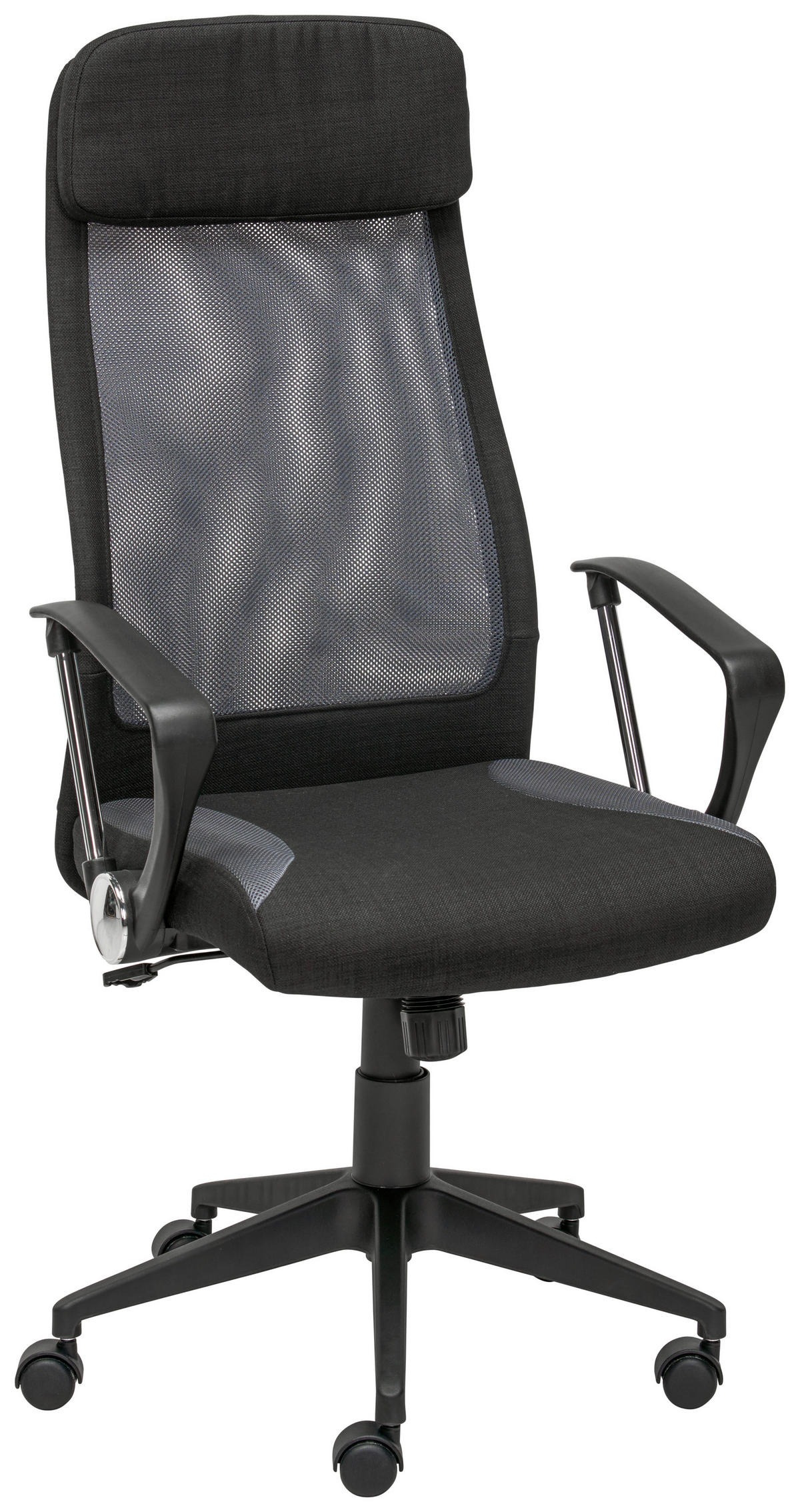 DREHSTUHL Netzbespannung, Webstoff Grau, Schwarz  - Schwarz/Grau, Design, Kunststoff/Textil (61/118-128/64cm) - MID.YOU
