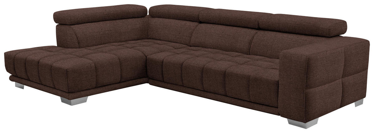 ECKSOFA in Chenille Braun  207/301 cm  - Chromfarben/Braun, Design, Textil (207/301cm) - Xora
