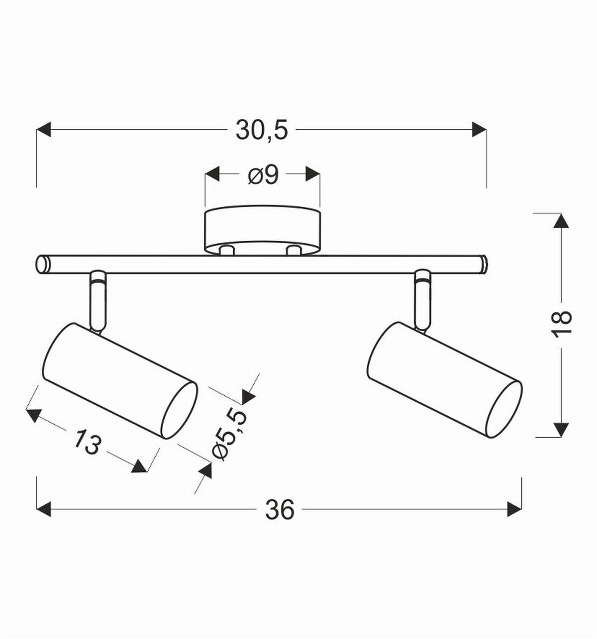 DECKENSTRAHLER 36/9/18 cm   - Weiß, Design, Metall (36/9/18cm)