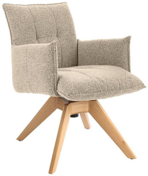 ARMLEHNSTUHL  in Webstoff  - Eichefarben/Beige, Design, Holz/Textil (57/86/65cm) - Valnatura