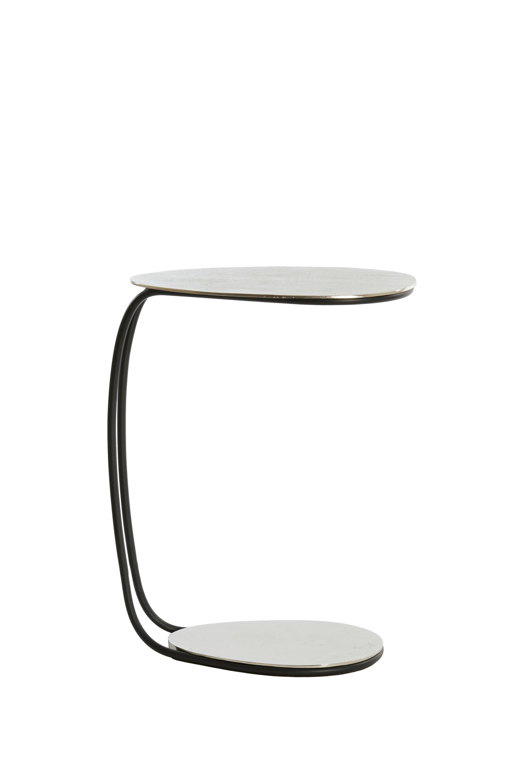 BEISTELLTISCH 42/27/53 cm MARSH Schwarz, Nickelfarben oval  - Schwarz/Nickelfarben, Trend, Metall (42/27/53cm) - Light & Living