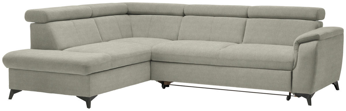 ECKSOFA in Webstoff Hellgrau  - Hellgrau/Schwarz, Design, Textil/Metall (203/260cm) - Stylife