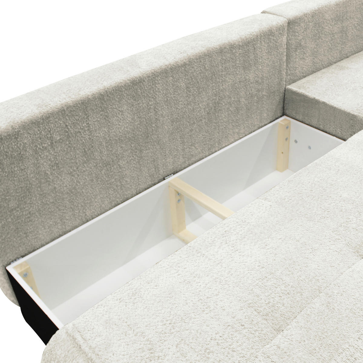 ECKSOFA PAROS Creme Bouclé  - Creme/Schwarz, Design, Kunststoff/Textil (277/179cm) - MID.YOU