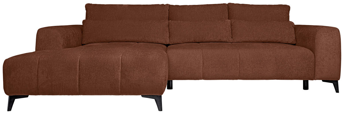 HÖRNSOFFA i chenille rostfärgad  - svart/rostfärgad, Klassisk, textil/plast (222/279cm) - MID.YOU