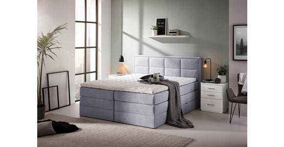 BOXSPRINGBETT 180/200 cm in Hellgrau - Hellgrau/Schwarz, KONVENTIONELL, Kunststoff/Textil (180/200cm) - Carryhome