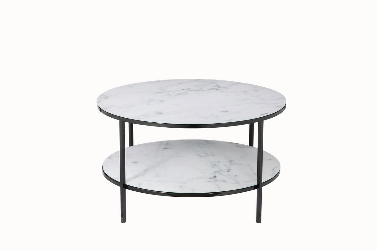 COUCHTISCH 80/80/45 cm rund Schwarz, Weiß  - Schwarz/Weiß, Design, Glas/Metall (80/80/45cm) - Livetastic