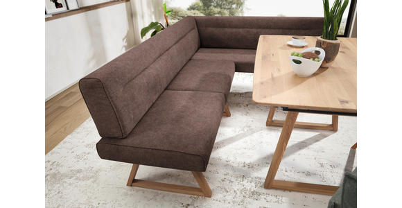 ECKBANK 230/170 cm Mikrofaser, Lederlook (vegan) Braun, Eichefarben Wildeiche massiv   - Eichefarben/Braun, KONVENTIONELL, Holz/Textil (230/170cm) - Moderano