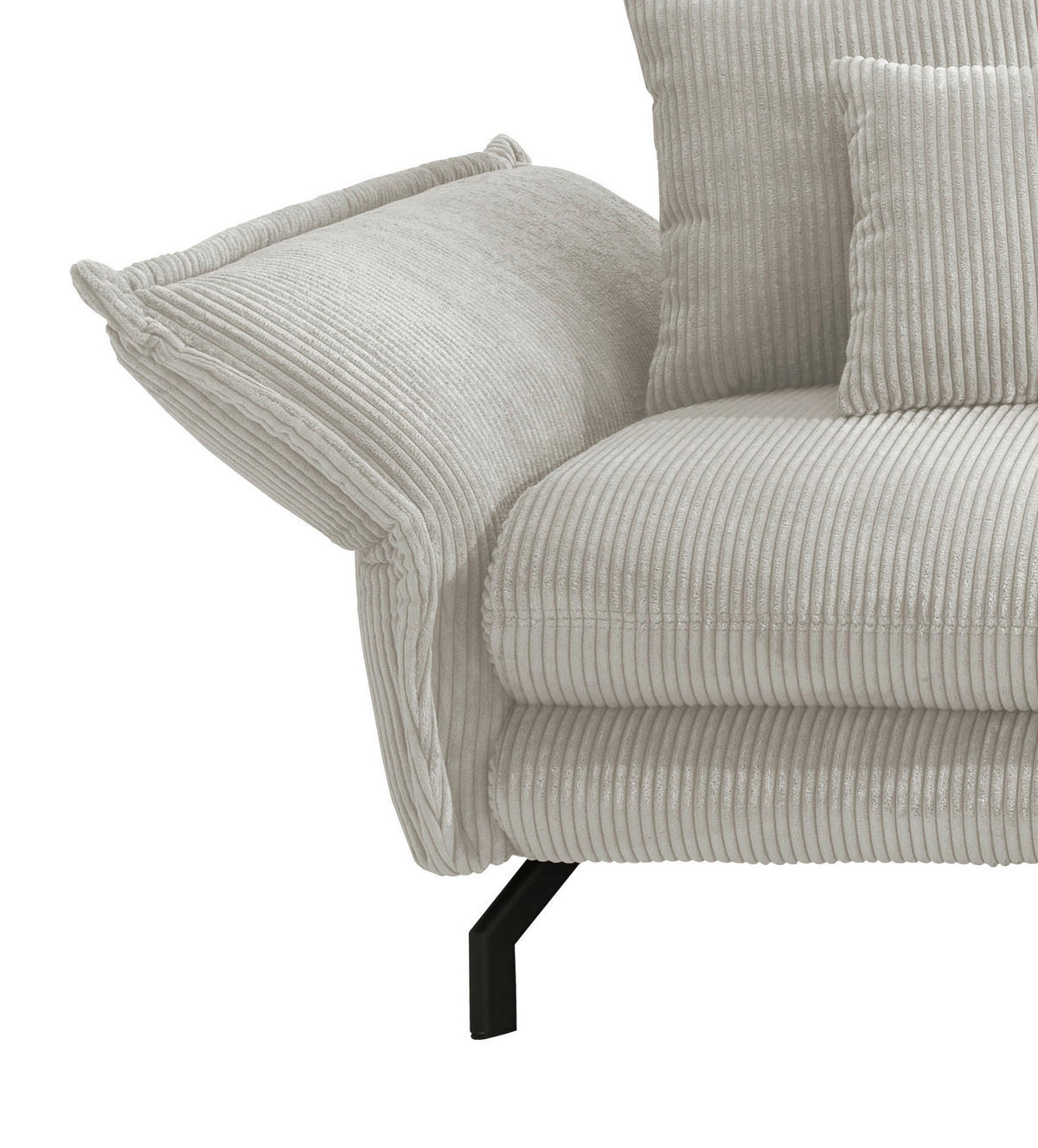 ECKSOFA in Cord Silberfarben  - Silberfarben/Schwarz, Modern, Textil/Metall (255/180cm) - Livetastic