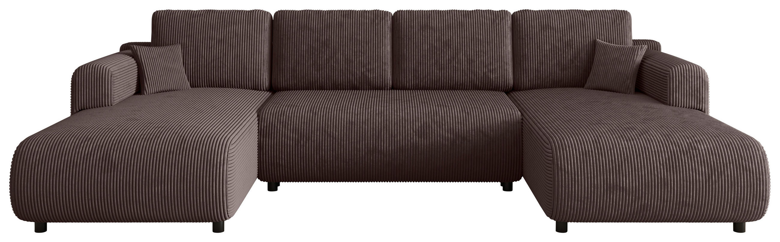 Wohnlandschaft inkl. Funktion Dunkelbraun Cord  - Dunkelbraun/Schwarz, KONVENTIONELL, Textil (200/360/200cm) - Xora