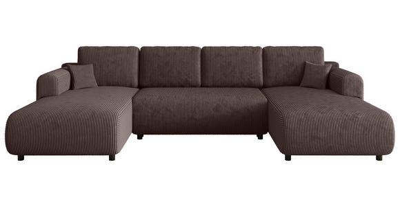 Wohnlandschaft inkl. Funktion Dunkelbraun Cord  - Dunkelbraun/Schwarz, KONVENTIONELL, Textil (200/360/200cm) - Xora