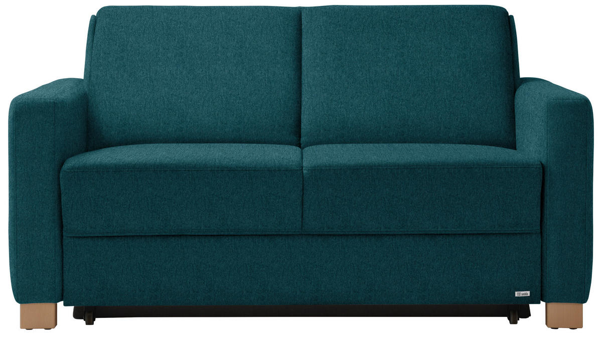 SCHLAFSOFA Petrol  - Petrol/Naturfarben, KONVENTIONELL, Holz/Textil (160/86/92cm) - Sedda