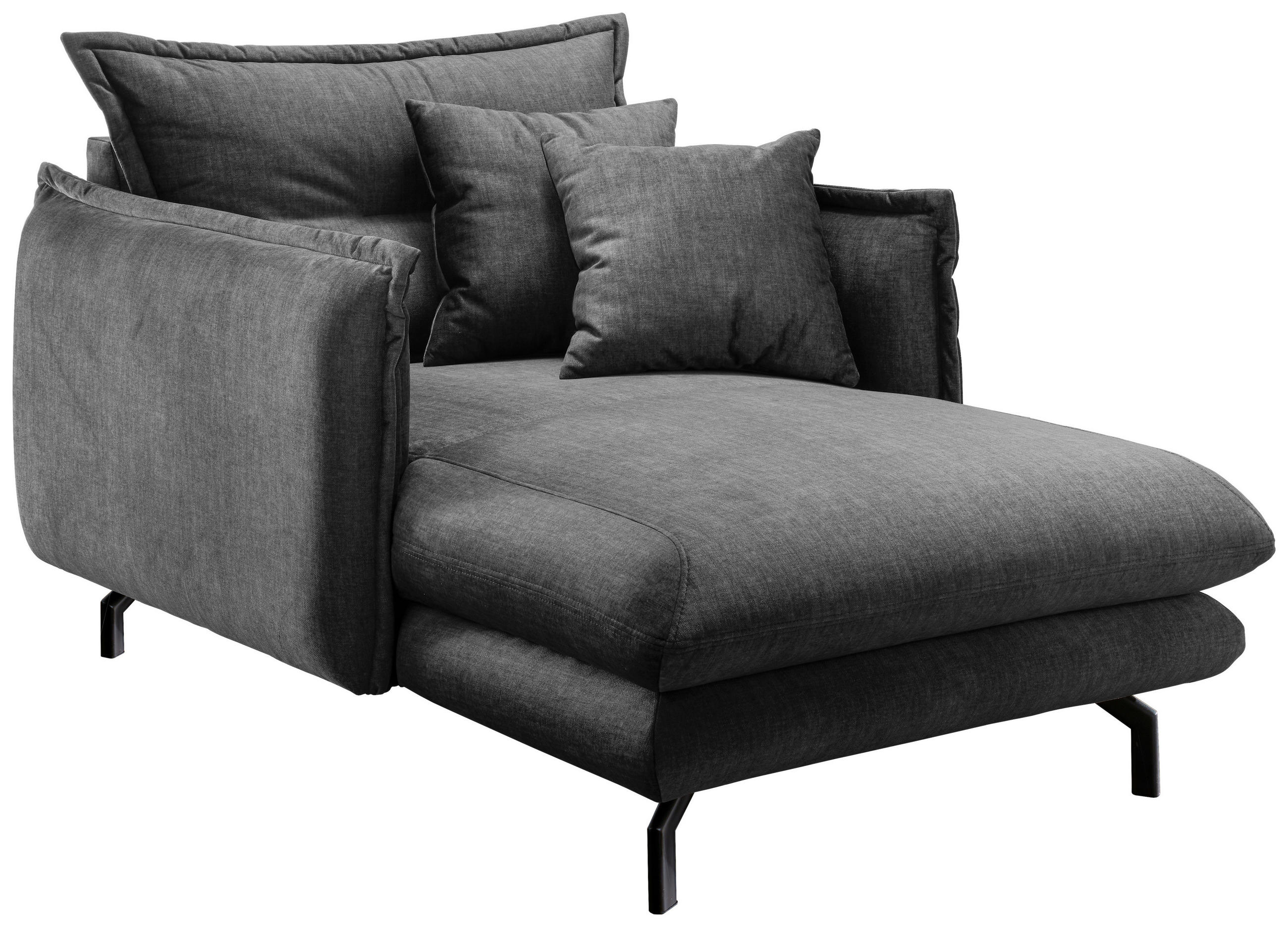 XXL-SESSEL Velours Grau    - Schwarz/Grau, MODERN, Textil/Metall (111/101/167cm) - Livetastic