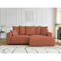 ECKSOFA Ottomane rechts  ATILLA Orange Cord  - Schwarz/Orange, MODERN, Kunststoff/Textil (244/149cm)