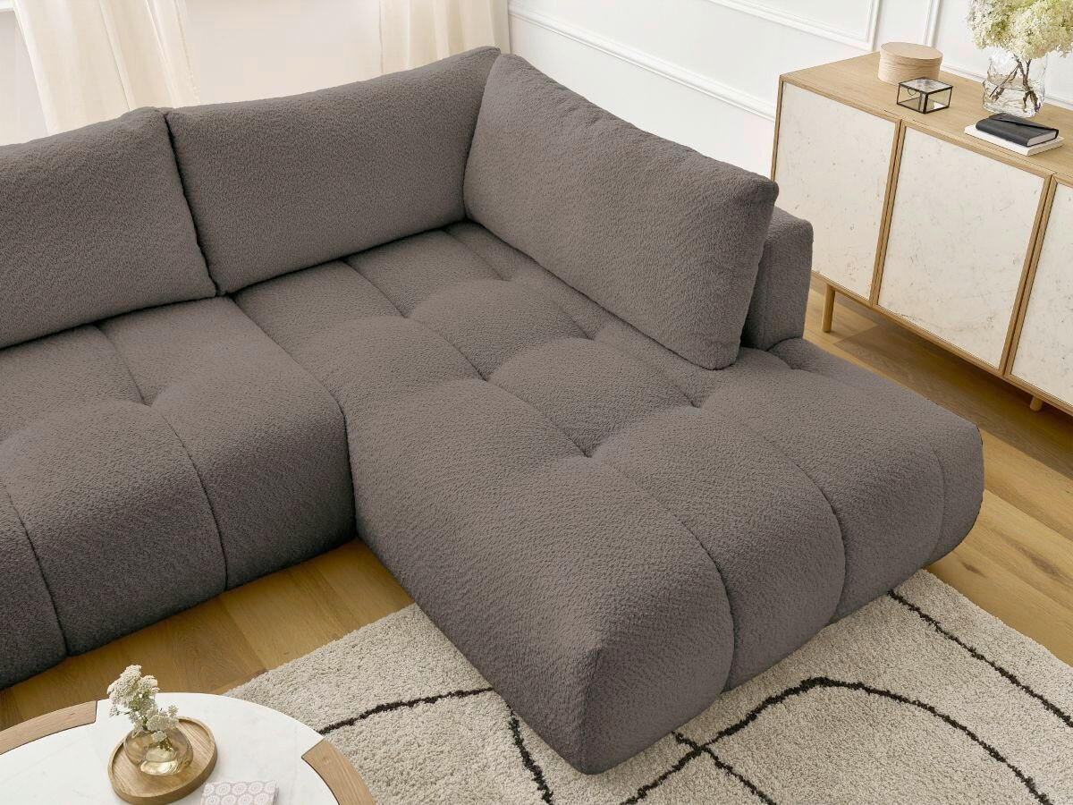 WOHNLANDSCHAFT  FUJI  Taupe Bouclé  - Taupe/Schwarz, MODERN, Kunststoff/Textil (160/377/204cm)