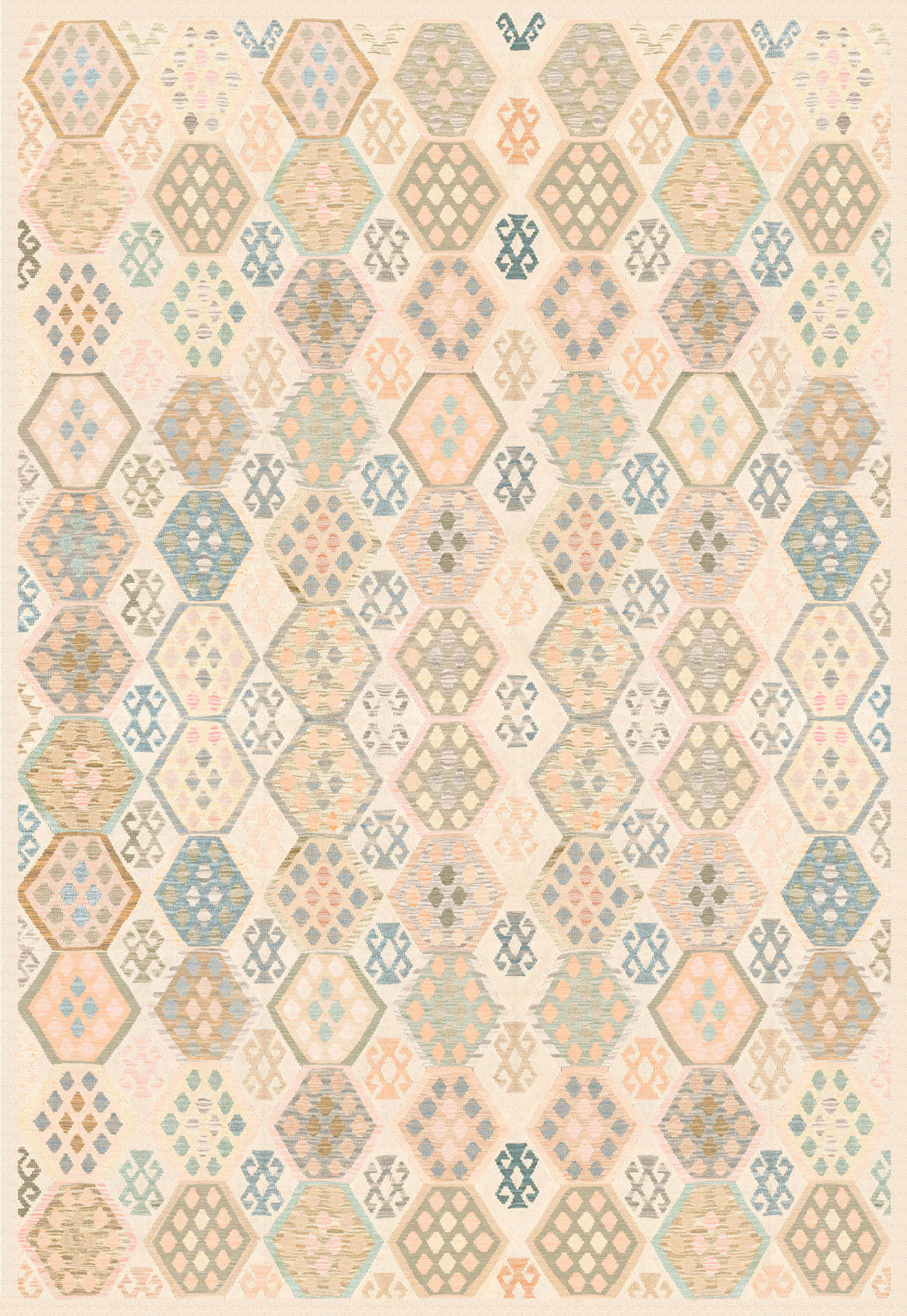 VINTAGE-TEPPICH Ondea Parviza 200/290 cm  in Sandfarben, Hellrosa, Blaugrau  - Sandfarben/Hellrosa, LIFESTYLE, Kunststoff/Textil (200/290cm) - Lindorug