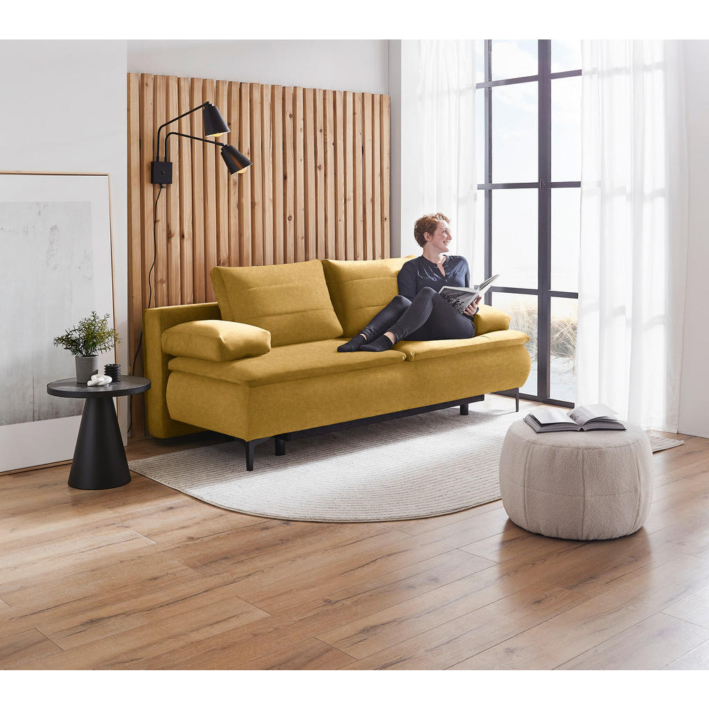 Thumbnail - Novel Boxspringsofa, Gold, Textil, 2-Sitzer, Füllung: Schaumstoff, 204x93x100 cm, Stoffauswahl, Schlafen auf Sitzhöhe, W...