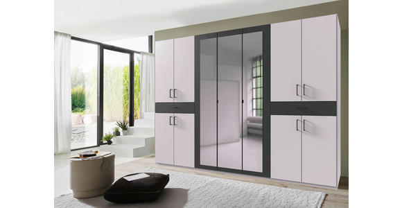 DREHTÜRENSCHRANK in Graphitfarben, Weiß - Schwarz/Graphitfarben, KONVENTIONELL, Glas/Holzwerkstoff (313/208/58cm) - Carryhome