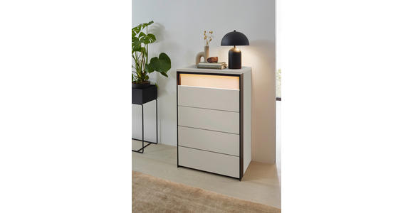 KOMMODE KOMMODE  in 58/88/38 cm  - Beige/Schwarz, KONVENTIONELL, Holzwerkstoff (58/88/38cm) - Voleo