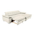 ECKSOFA  in Mikrofaser Weiß Rücken echt, Kopfteilverstellung  265/180 cm  - Chromfarben/Weiß, Design, Textil/Metall (265/180cm) - Carryhome