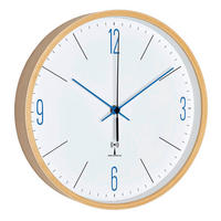 WANDUHR  Weiß, Ahornfarben, Hellblau  - Ahornfarben/Weiß, Basics, Holzwerkstoff (25,5/4,5/25,5cm)
