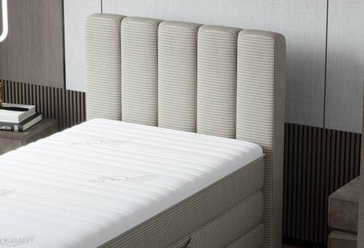 BOXSPRINGBETT 100/200 cm  in Hellgrau  - Hellgrau/Schwarz, Natur, Textil/Metall (100/200cm) - Esposa