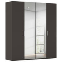 DREHTÜRENSCHRANK 201/223/61 cm,  in Graphitfarben, 4 Tür(en)  - Chromfarben/Edelstahlfarben, Basics, Glas/Holzwerkstoff (201/223/61cm) - Novel