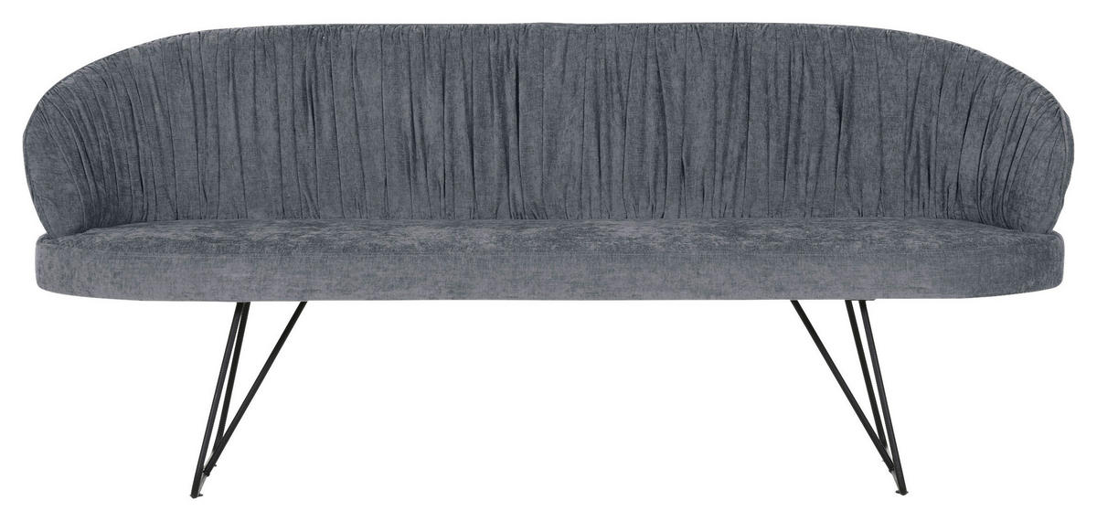 SITZBANK in Textil Grau  - Schwarz/Grau, Design, Textil/Metall (202/88/65cm) - Novel